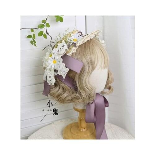 Lolita Flower Elegant Flat Hat Top Hat Flower Wedding Tea Party Gorgeous Hat Hanyang Kawaii Headdress Hair Accessories Young gir