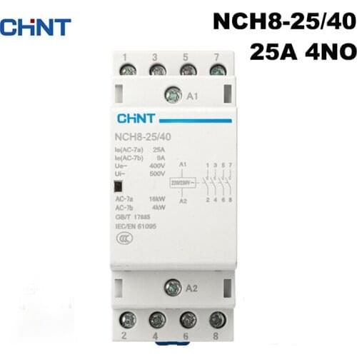 CHNT CHINT Electric Small rail type household AC contactor NCH8-25/40 220V 25A 4NO