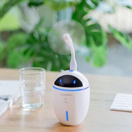 ELOOLE 300ML USB Robot Fan Humidifier With Lamp Nano Atomized Water Replenishment Creative Appearance For Home Car Office