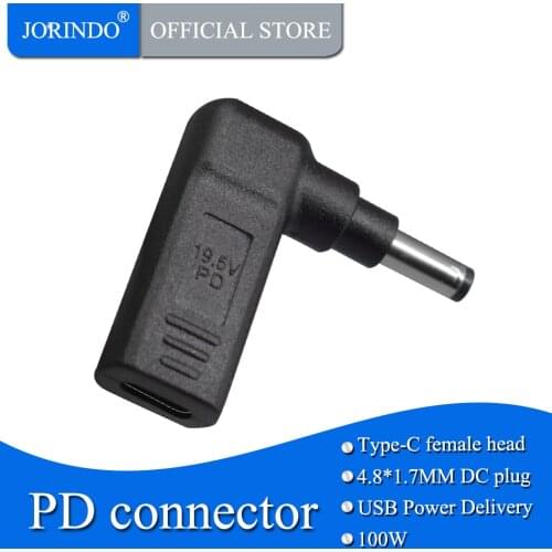 Type-C female jack to DC4.8*1.7MM male plug PD100W,5A Quick charge connector,Dc Power Adapter Plug USB Converter Type C