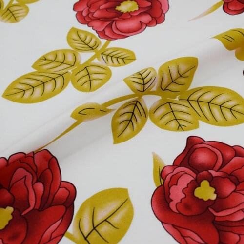 White Bottom Rose Leave Reactive Dyeing Stretch Cotton Fabric For Dress Coat Tissus Au Metre Tecido Tissu Telas Tela Shabby Chic