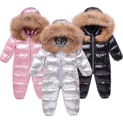 Russian Winter Snowsuit 80% Duck Down clothes Baby girl jumpsuit warm kids outerwear coat for boy 18m-3y overalls Toddler Infant