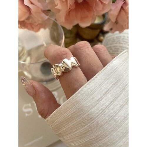 Joker retention Korea niche broken silver rock ventilation body 925 sterling silver irregular opening ring wholesale box wedding