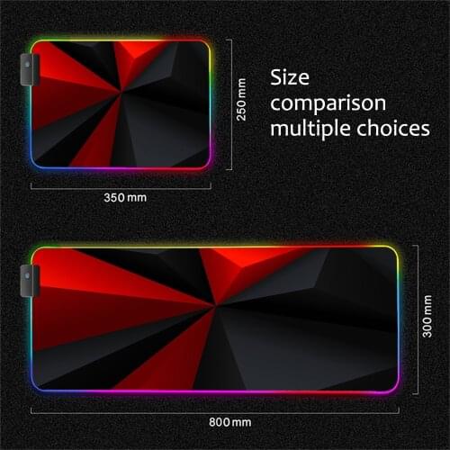 Triangle Texture Gaming Desk Mats RGB LED Glow Mouse Pad Deskpad Large Game for Office Home Laptop Mouse Mat Gamer Keyboard Mat