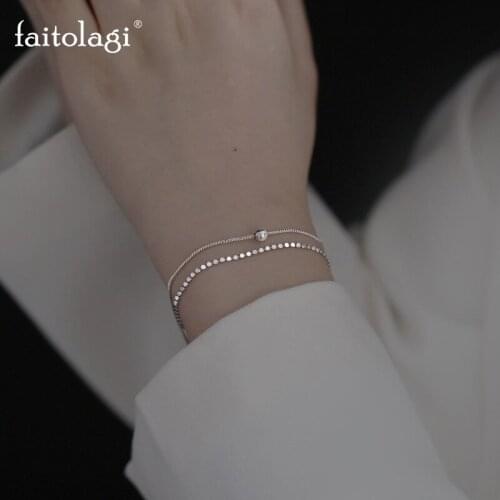 Round Sequins Beads Charm Bracelet Double Layer Slim Chain Bangle Bracelets For Women Girl Charm Elegant Jewelry Gift