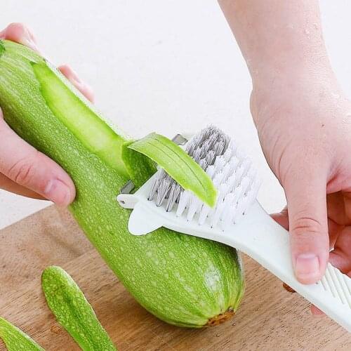 2-in-1 Kitchen Peeler Multifunctional Stainless Steel Potato Grater Fruit and Vegetable Cleaning Brush Kitchen Vegetable Tools
