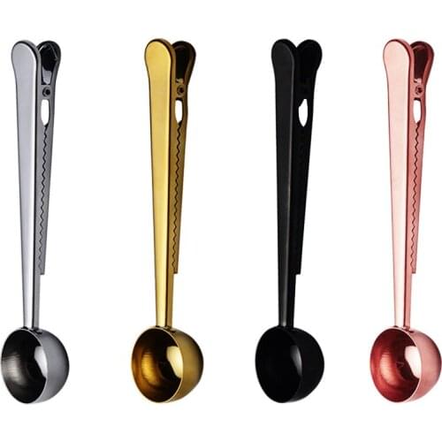 Multifunction Coffee Scoop With Bag Clip Stainless Steel Tea Measuring Cup Spoon Kitchen Supplies Accessories Coffeeware Tools