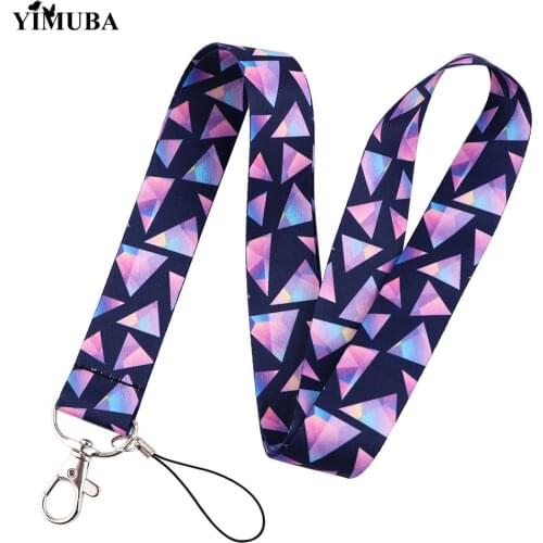 Fashion Triangle 3D Geometry Lanyards Keychain USB ID Card Badge Holder Neck Straps Keycord Soft Ribbon Hanging Rope Decoration