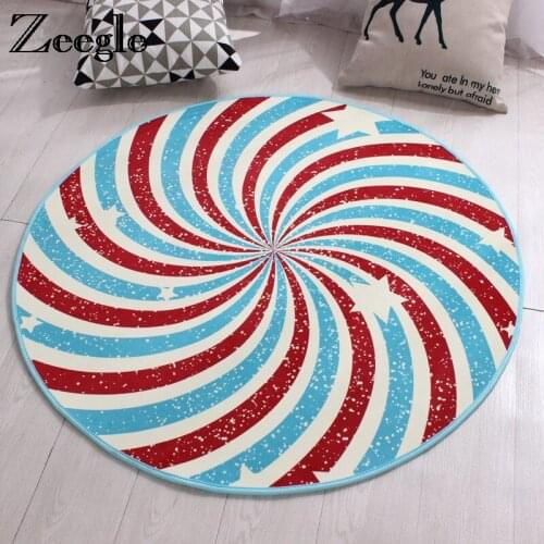 Zeegle Geometric Pattern Soft Living Room Round Carpet Non-slip Childrens Room Rug Baby Play Mats Washable Home Decor Floor Mat