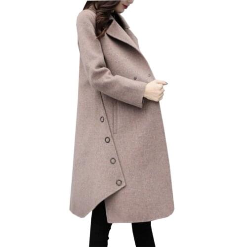 New winter womens clothing wool jacket fashion loose plus size medium long woolen coat female camel woolen overcoat thickened