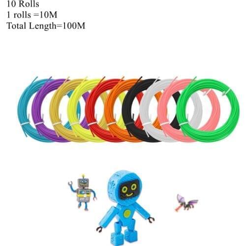 Newest 5/10 Rolls 5M 10M PLA Filament Plastic For 3D Pen Printing Filament 3D Printing Supplies Educational Gifts For Kid Toys