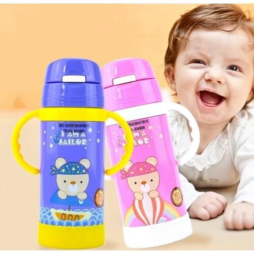 New Arrivels Bpa-free 500ml Childrens 18/8 Stainless steel Vacuum Flasks Cartoon My Water Bottle Portable Handle Thermos Cup