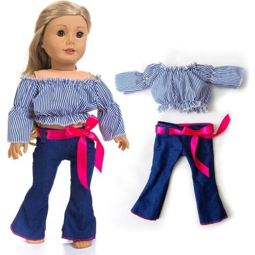 New Jeans and T-shirts doll suits Fit for 18 inch American Girl And Accessories Dresses (Shoes are not included)