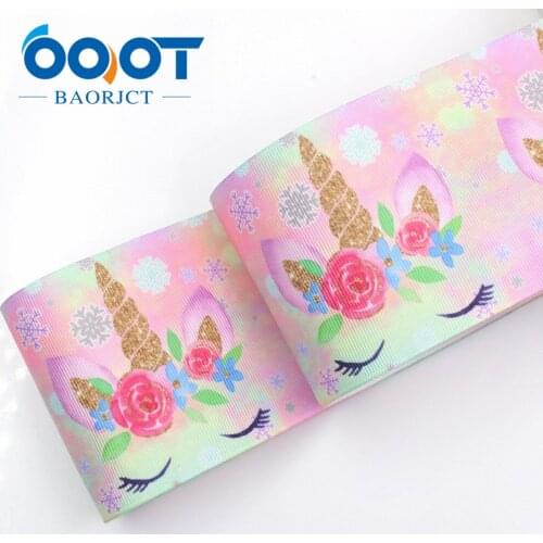 OOOT BAORJCT I-19525-1328,75mm,10yards Cartoon Thermal transfer Printed grosgrain Ribbons,bow cap DIY accessories decorations