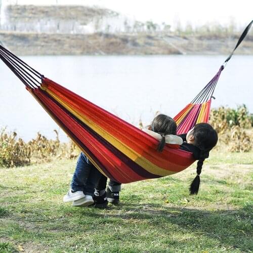 Portable Hammock Outdoor Swing Chair Garden Sports Home Travel Camping Swing Canvas Stripe Hang Bed Hammock