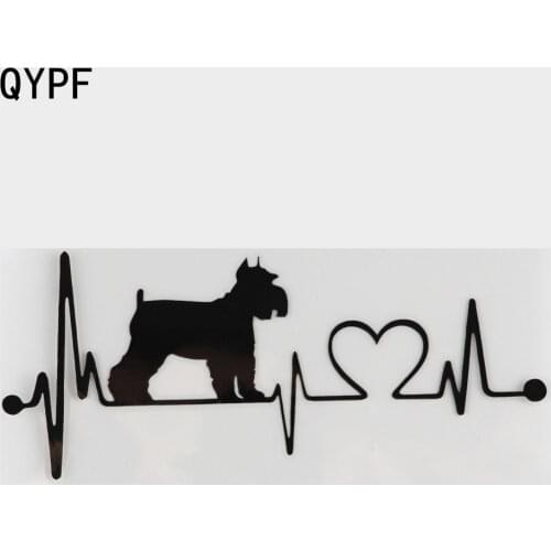 15.2*6.4CM Schnauzer Heartbeat Dog Car Stickers Waterproof Vinyl Decal Car Styling Bumper Decoration Black/Silver S1-0730