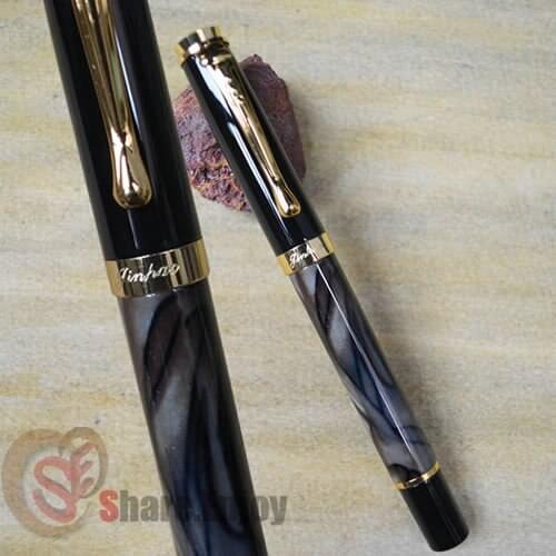 FOUNTAIN PEN MEDIUM NIB JINHAO 500 EXECUTIVE GREEN MARBLE AND GOLDEN