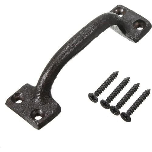 Cabinet Door Handle 10cm Antique Rustic Style Cast Iron Black Cabinet Door Handle Gate Pull With Screws for Home Door Hardware