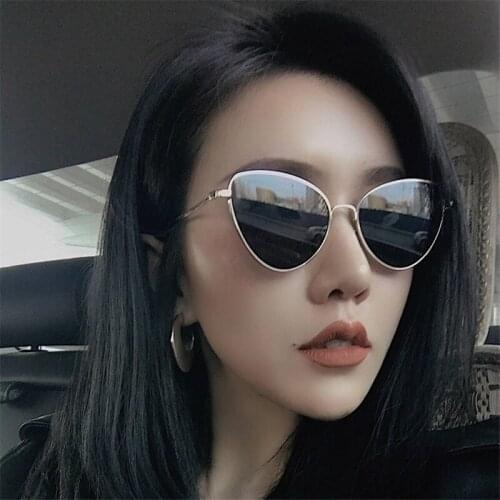 Small red cat eye sunglasses women yellow black tinted Color Lens vintage eyewear metal sun glasses 2019 luxe female sunglasses