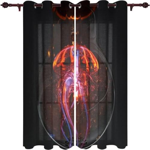 Light Bulb Jellyfish Dream Large Curtains For Living Dining Modern Simple Curtains Finished Curtains For Dining Room Bedroom