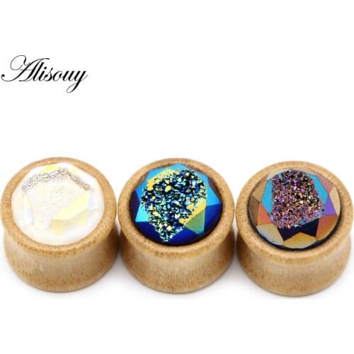 Alisouy 2pcs Gauges 8 10mm 25mm Bamboo Ear Expansion Plugs Tunnel Piercing Earrings Strechers Body Jewlery Fashion extender