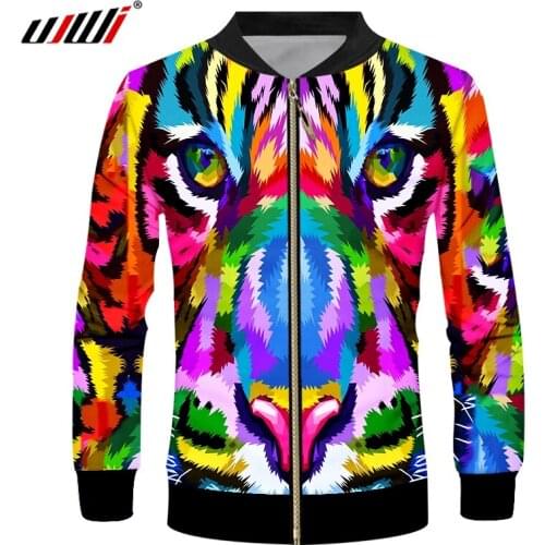 UJWI Animal Ferocious Tiger 3D Print Women/men Collar Zipper Streetwear Hip Hop Funny jacket Unisex Pullovers Plus Size 5xl