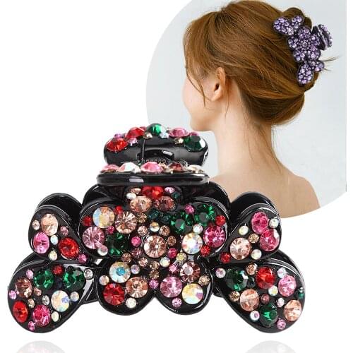 Rhinestone Hair Claws Crab Hairpins Crystal Hair Clips Barrettes Ponytail Girls Hair Accessories For Women Ornaments Hairgrip