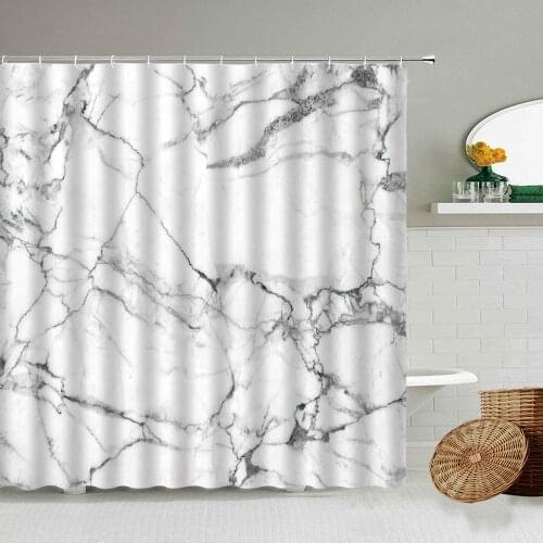 Marble Striped Shower Curtain White Gray Gold Black Simple Design Bathroom Accessories Decorative Waterproof Screen With Hook