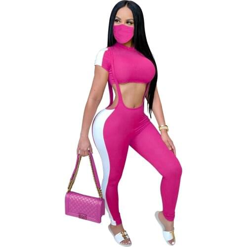 2020 Knitted Crop Tops 2 Piece Set Women Romper Strappy Leggings Pants Suit Jogger Women Tracksuit Matching Set Outfits