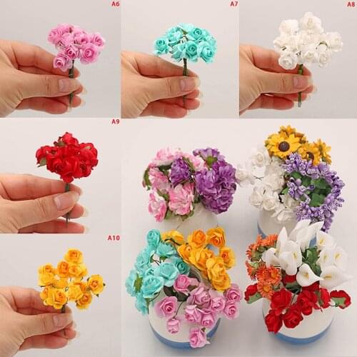 10 Styles Handmade Bouquet Artificial Flowers For Doll House Fake Purple Lavender Carnation Rose Sunflower Calla lily Doll Decor