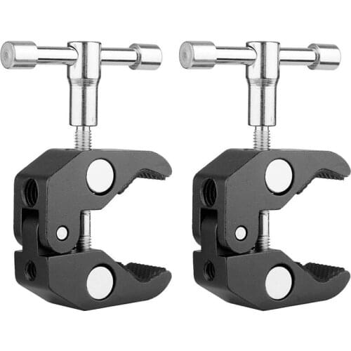 2Pack Super Clamp Crab Clamp Photography with / 1/4 and 3/8 inch Thread Rod Clamp Pliers Clip for DSLR Rig Cameras, 15mm Rods, L