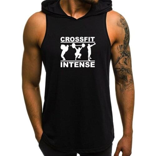 2021 European and American popular jogging outdoor sports cotton sports Hooded Vest Muscle Mens sleeveless vest