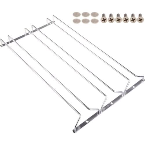 3 Rows Wine Glass Rack Under Cabinet Stemware Wine Glass Holder Glasses Storage Hanger Metal Organizer for Kitchen Bar