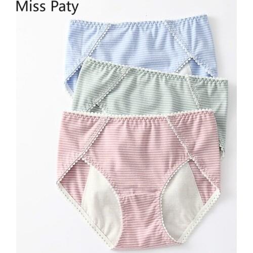 3pcs/Lot Seamless Menstrual Panties Cotton Elastic Period Physiological Waterproof Sexy Underpant High Waist Plus Size For Women