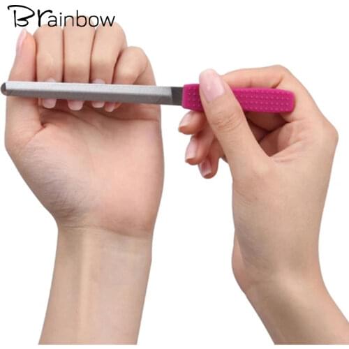 Brainbow 2pcs/pack Stainess Steel Nail Files Double Sided Rough Nail File Buffering Polishing Sanding Strong Saw Nail Art Tools