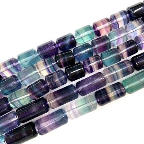 Natural Fluorite Stone Beads 15'' Column Tube DIY Loose Beads For Jewelry Making Beads Women Necklace Bracelet Earring Gift