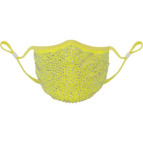 Masquerade Rhinestone Mask Chain for Women Halloween Mardi Gras Pure Cotton Elastic Reusable Washable Festival Jewelry Party