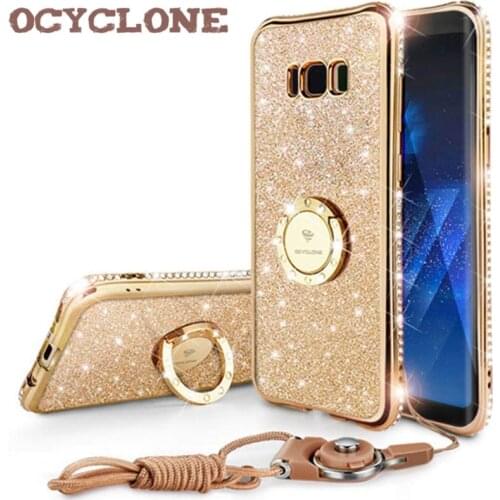 For Samsung Galaxy S8 S8 Plus Case RingDiamond Cover For Samsung Note 8 Case Ring Bling Cover For Galaxy S8+ Case Glitter Purple