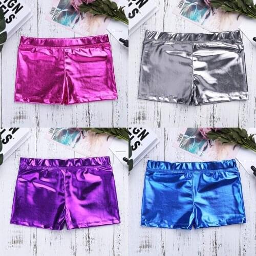 Teen Kids Gymnastic Short Girls Bright Ballet Dance Shorts Sports Workout Tight Short Pants Breathable Leather Bottoms 6 to 14