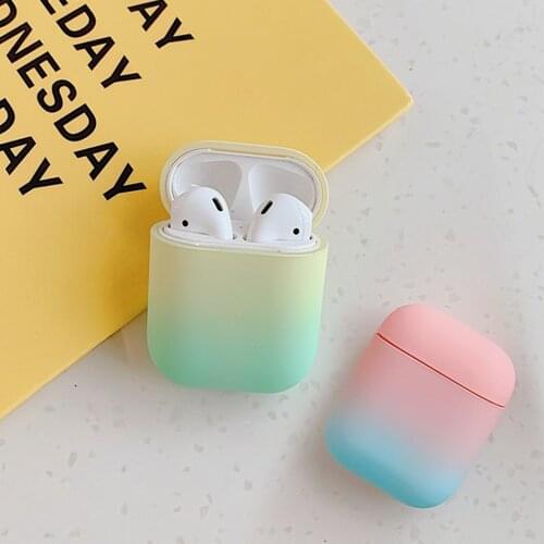 DHL For AirPods Case Gradient Rainbow Color Protective hard Cover Bluetooth Wireless Earphone Case For Air pods 2 cover fundas