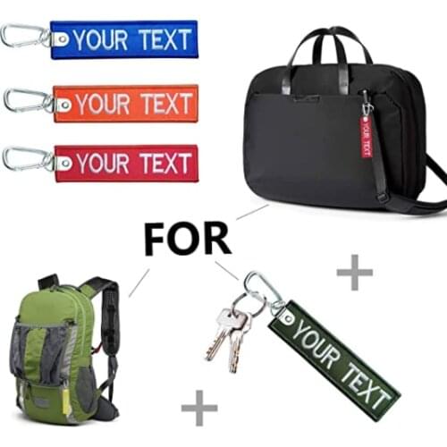 Customized keychain embroidery double-sided 12*3cm personalized outdoor climbing club tell me your text and text color