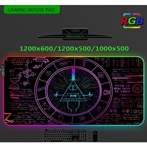 Gravity Fall Gamer Desk Mause Pad Gamer Mousepad Rgb Large Gamers Accessories Math Backlit Mat 1200x600 Extended Pad Desks Anime