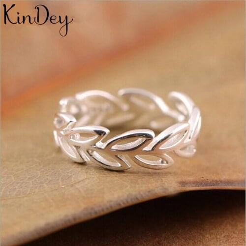 Korean Silver Color Leaf Rings For Women Engagement Jewelry Personality Exaggerated Girls Open Antique Finger Rings