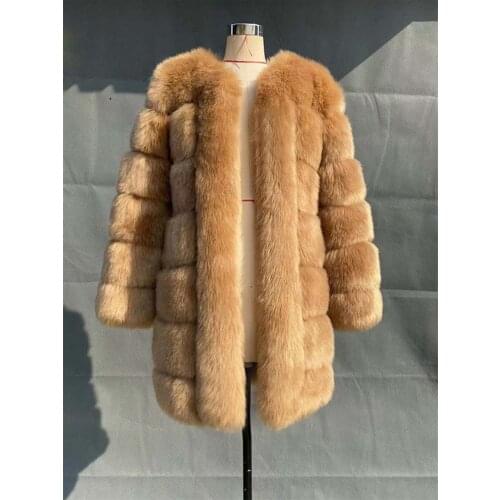 Cool Street Wear Outerwear Faux Fox Fur Coats Fluffy Jackets Plus Size Womens Clothing Winter 2020 Russian Especially Female