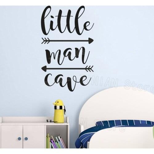 Little Man Cave Wall Decals Kids Wall Quote Words Baby Boy Room Decor Wall Sticker adesivo de parede Arrows Wall-papers Z439