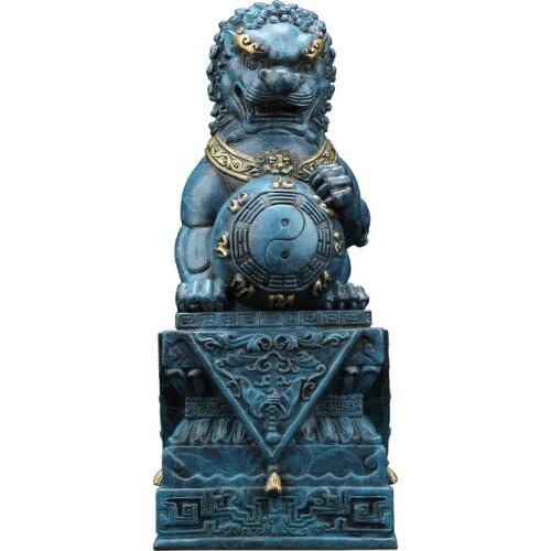 Copper Lion Decoration Pure Lucky Beijing Pair Home Furnishing Feng Shui Hand Crafts Carving Home Decor Living Room Gift