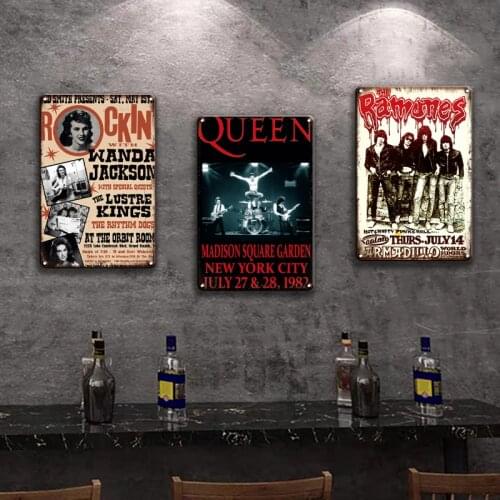 Kiss 2020 Rock Band Movies Star Metal Poster Tin Sign Vintage Queen Metal Sign Man Cave Home Living Room Wall Decoration
