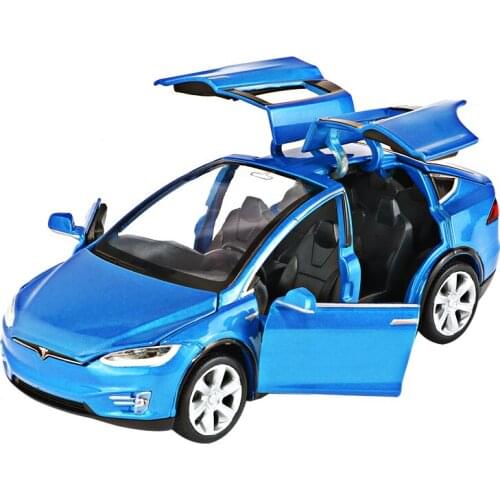 1:32 Alloy Car Model Tesla MODEL MDLX90 Metal Diecast Toy Vehicles Car With Pull Back Flashing Musical For Baby Gifts