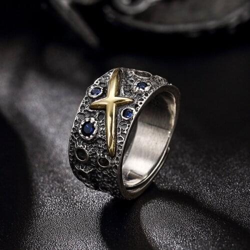 2018 Punk Style 100% Authentic 925 Sterling Silver Starry Sky Ring For Men Women Fine Jewelry Special Style Fine Jewel