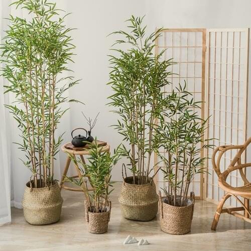 Simulation Bamboo Floor Fake Biggie Bamboo Silk Tree New Chinese Zen Green Plant Potted Tree Large Plant Decorative Bonsai